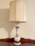 Tall Vintage Hand Painted Glass Lamp
