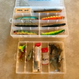 Fishing Lure Lot with Plastic Storage Containers