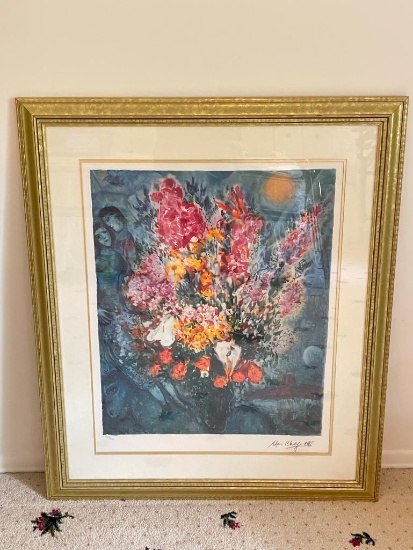Marc Chagall Framed Print - Signed and Numbered "Blue Bouquet"