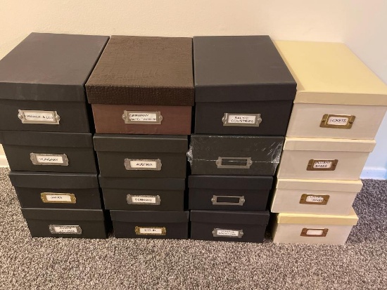 Group of Shoebox Size Boxes with Travel Information