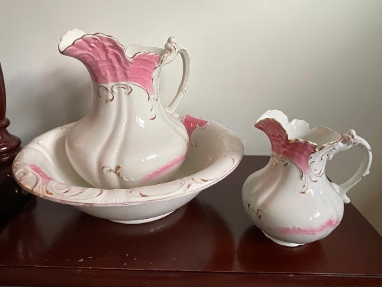 Antique Porcelain Pitcher and Basin