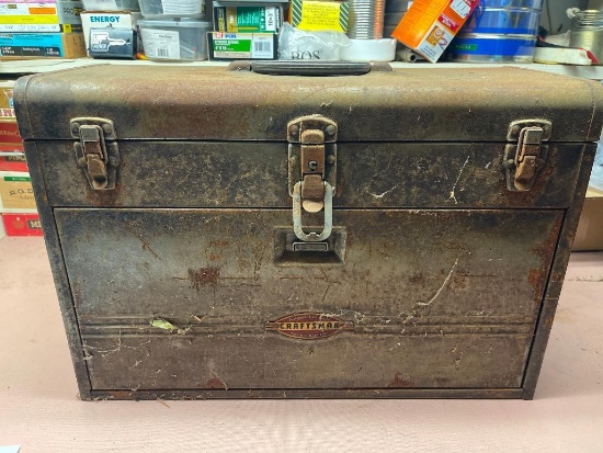 Vintage Craftsman Metal Tool Box with Contents
