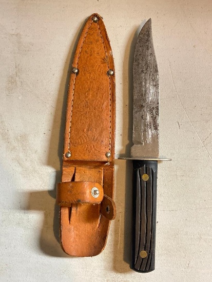 Vintage Utica Knife with Leather Sheath