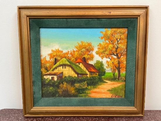 Vintage Framed Painting on Canvas Signed Wilson