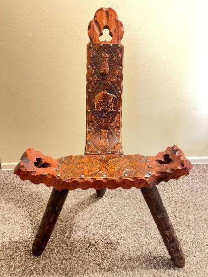 Antique Wooden Birthing Chair