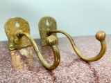 Pair of Vintage Brass Wall Hooks