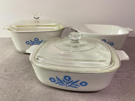 Set of 3 Corning Ware Covered Dishes