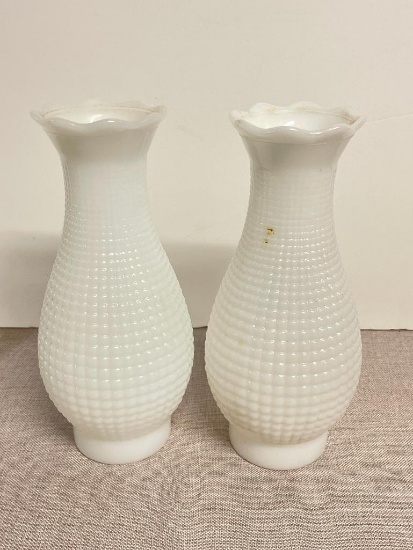 Pair of Milk Glass Chimneys
