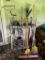 Long Handled Tool Lot with Plastic Organizer