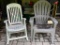 Pair of High Back Plastic Outdoor Chairs