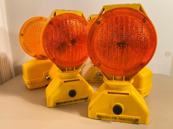 Group of Yellow Caution Lights