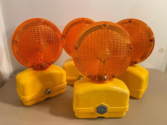 Group of Yellow Caution Lights