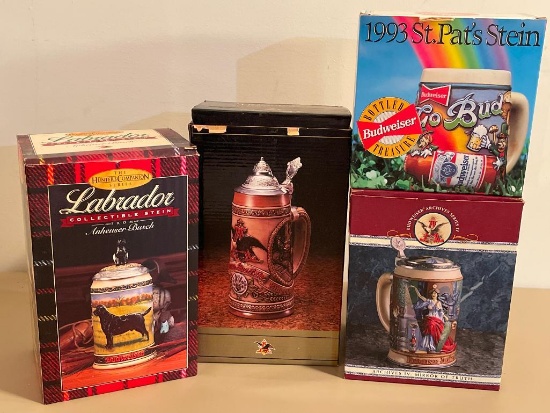 Group of 4 Budweiser Steins