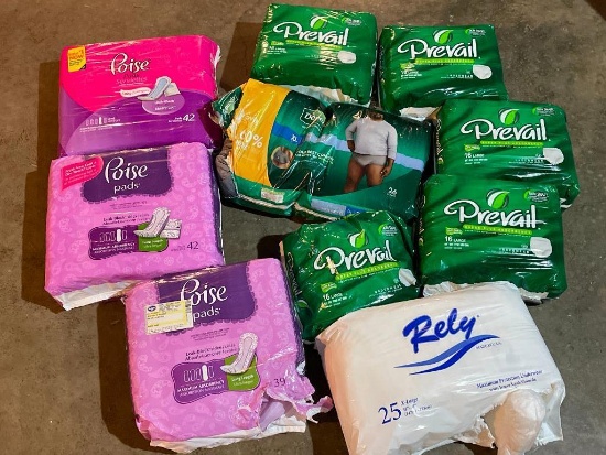 Group of Adult Diapers and Pads