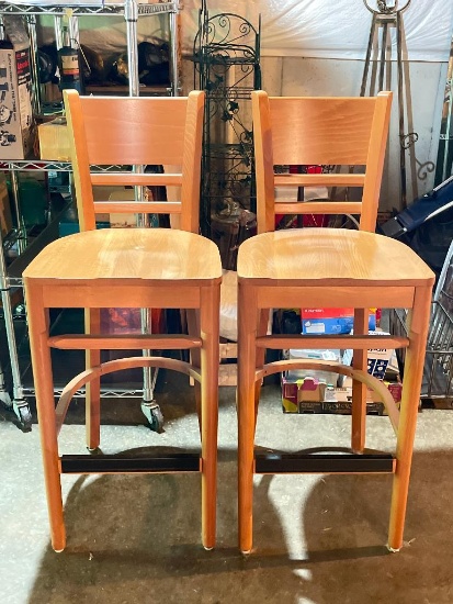 Pair of Wooden Pub Style Chairs