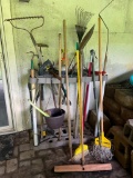Long Handled Tool Lot with Plastic Organizer