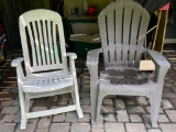 Pair of High Back Plastic Outdoor Chairs