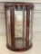 Small Wood Curved Glass Curio/ China Cabinet