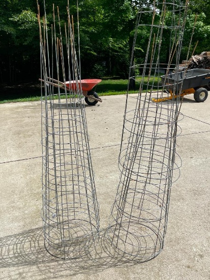 Two Stacks of Tomato Cages