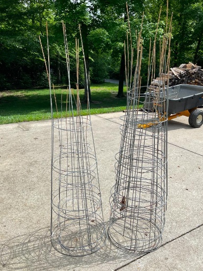 Two Stacks of Tomato Cages