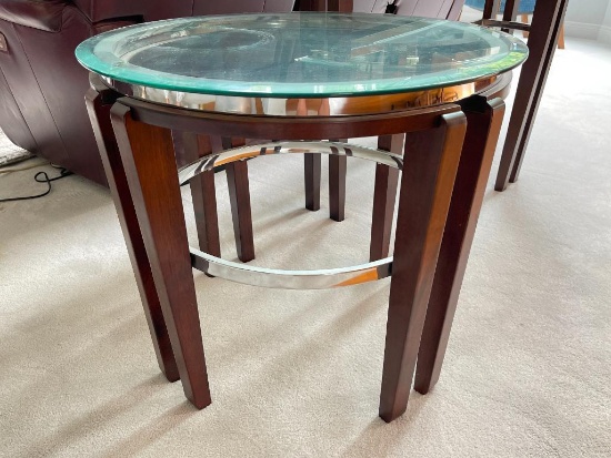 Glass / Metal / Wood Accented End Table
