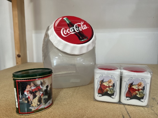Coke Lot with Candy Jar, Salt and Pepper and Tin