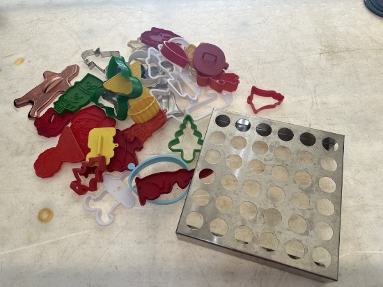 Group of Cookie Cutters and Stainless Steel Jalapno Popper Maker
