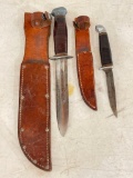 Pair of Vintage Leather Wrapped Handle Knives