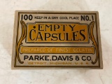 Antique Parke, Davis & Co, No. 1 Empty Capsules Box