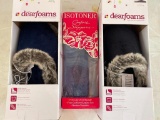 New DeerFoams Size 5-6 Black Velour Clogs and Pair of Isotoner Slippers