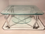 Heavy Glass and Metal Coffee Table
