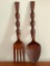 Vintage Wooden Wall Mounted Spoon and Fork