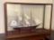 Vintage Handcrafted Ship Model in Display Case