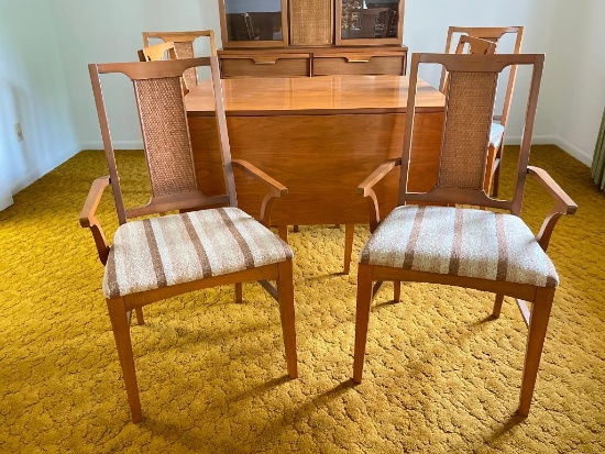 Vintage MCM Basic Witz Walnut Drop Leaf Dining Table with 6 Chairs