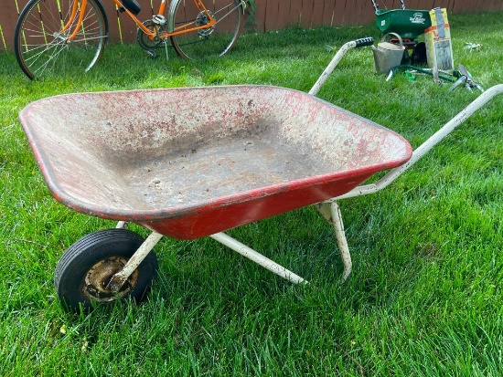 Vintage Metal Wheel Barrow