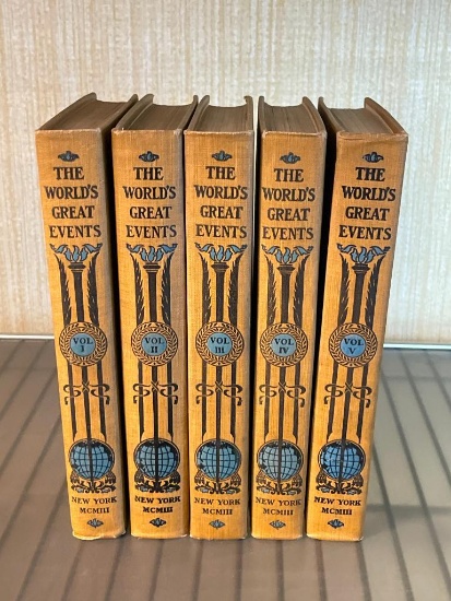 Vintage 5 Volume Book Set - The World's Greatest Events (1903)