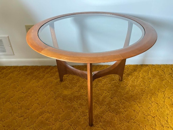 Vintage MCM Lane "Silhouette" End Table with Glass Top