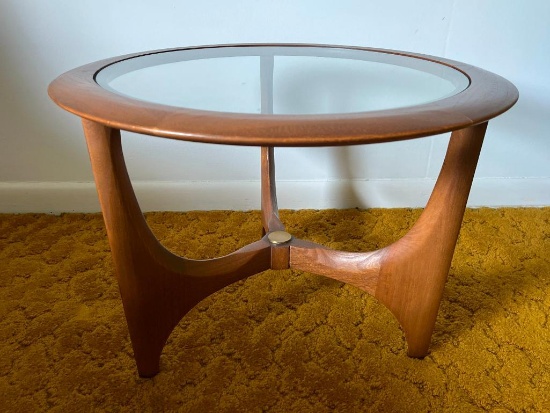 Vintage MCM Lane "Silhouette" End Table with Glass Top