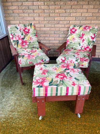 Pair of Patio Chairs and Ottoman
