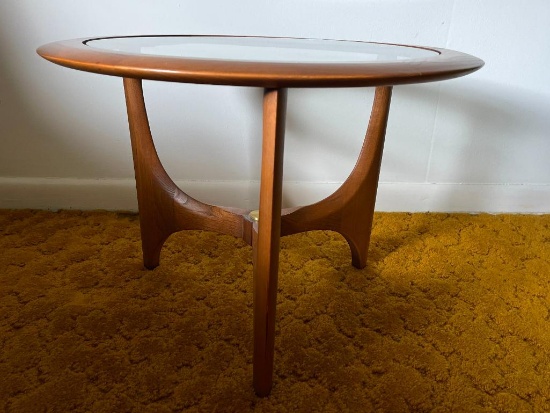Vintage MCM Lane "Silhouette" End Table with Glass Top