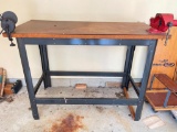 Work Bench with Grinder and Vice Attached