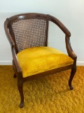 Vintage MCM Cane Back Upholstered Chair