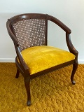 Vintage MCM Cane Back Upholstered Chair