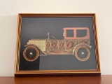 Framed Vintage MCM String Art Antique Car