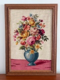 Vintage Framed Floral Cross Stitch