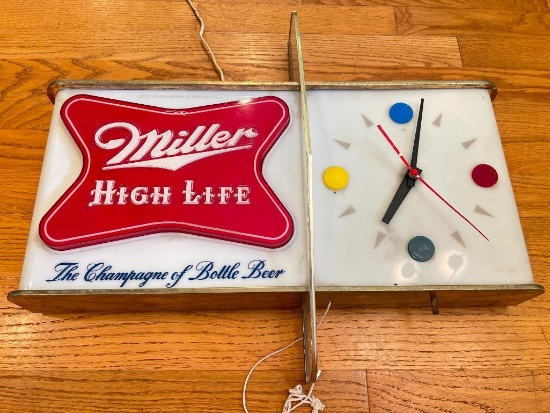 Vintage Miller High Life Beer Sign and Clock (1957)