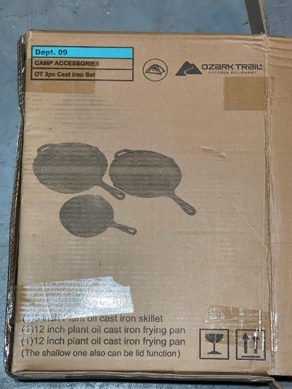 Set of 3 Ozark Trail Cast Iron Skillets - New in Box