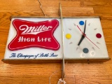 Vintage Miller High Life Beer Sign and Clock (1957)