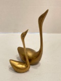 Pair of Vintage Brass Swans