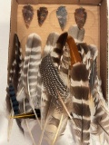 Group of Feathers and Arrowheads